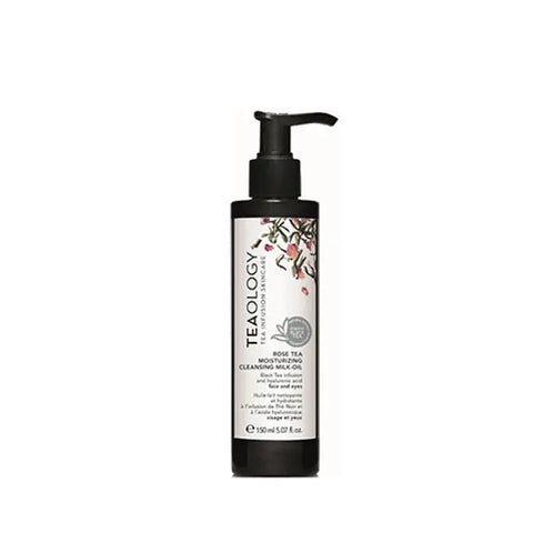Teaology Rose Tea moisturizing cleansing milk and oil in a 150ml bottle, featuring a floral design, by Jag Couture London New York.