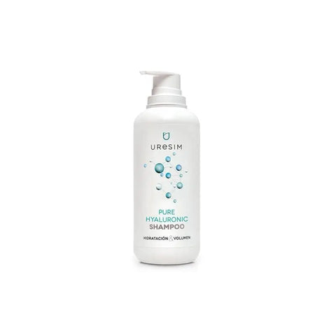 Jag Couture London Uresim Hyaluronic Acid Shampoo 400ml bottle with clear label and cap, displayed against a neutral background.