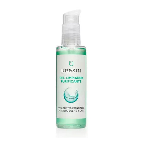 Uresim Facial Cleansing Gel 150ml by Jag Couture London New York, close-up of the gel in a transparent bottle on a clean background.