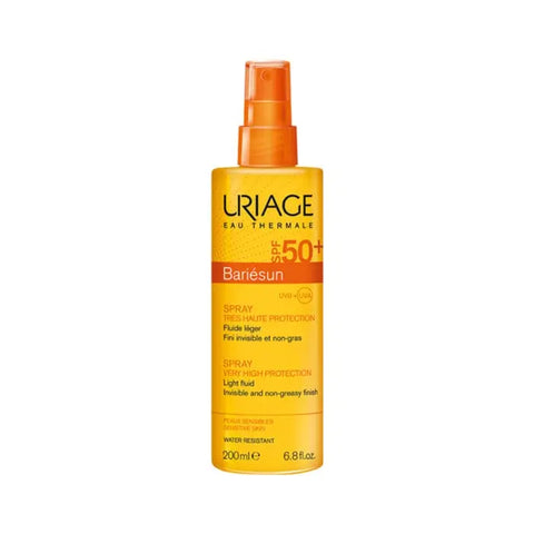 Uriage Bariésun Sun SPF50+ spray in 200ml bottle, popular sun protection product by Uriage.