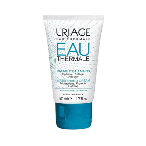 Uriage Eau Thermale Water Hand Cream in 50ml tube, featuring nourishing and hydrating properties for dry hands.