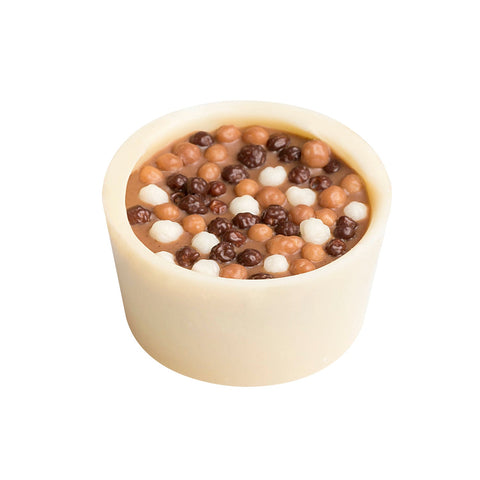 Jag Couture London Estelle praline hazelnut cream in white chocolate, 9.9g, shown in a sleek, elegant packaging.