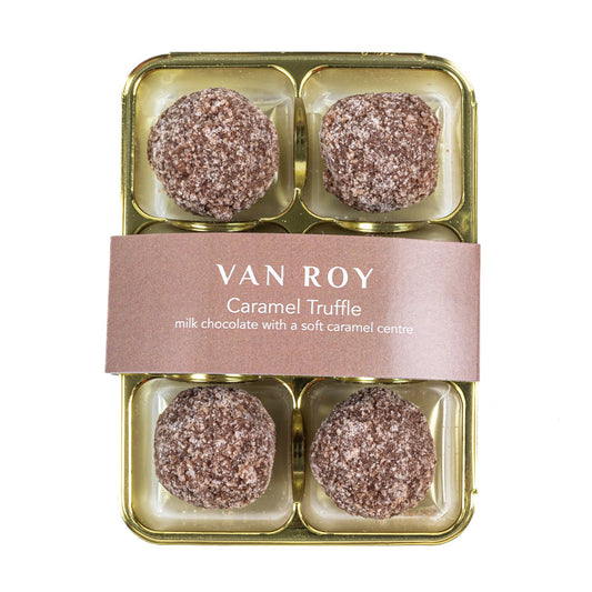 Van Roy 6 pack of caramel truffles in cello
