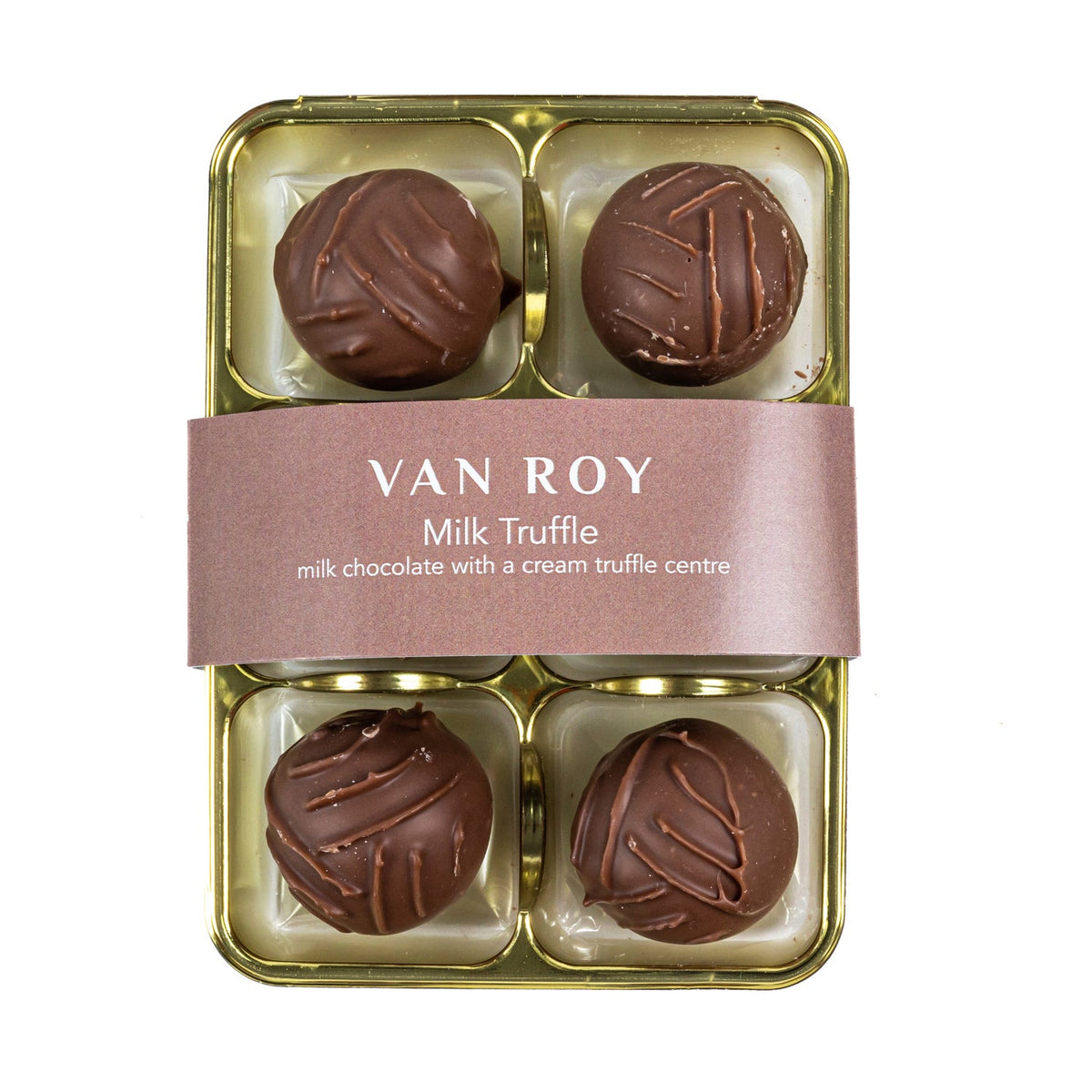 Van Roy 6 pack of milk chocolate truffles in cello