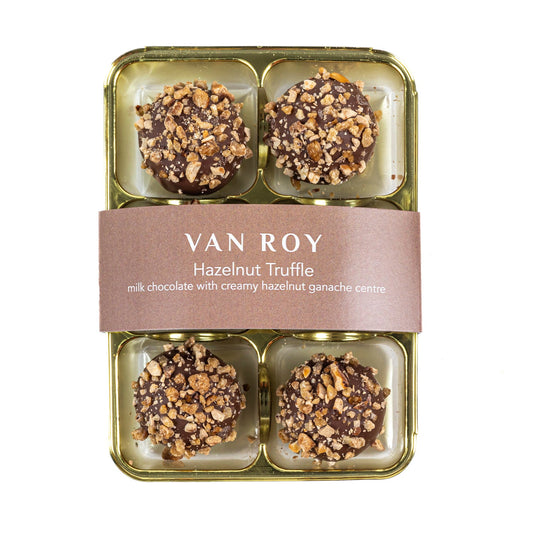Van Roy 6 pack of hazelnut truffles in cello