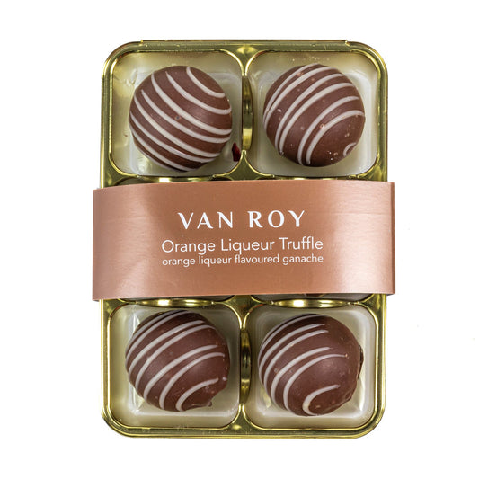 Van Roy 6 pack of orange liqueur truffles in cello