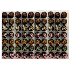 Vegan Truffles Selection - coffee, spiced rum, champagne, cherry Bakewell, orange, lime, raspberry