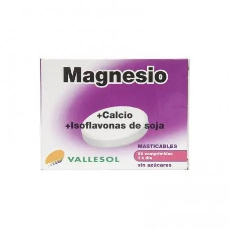 Vallesol Magnesium Calcium Isoflavones chewable tablets in blister pack, supplement from Jag Couture London New York.
