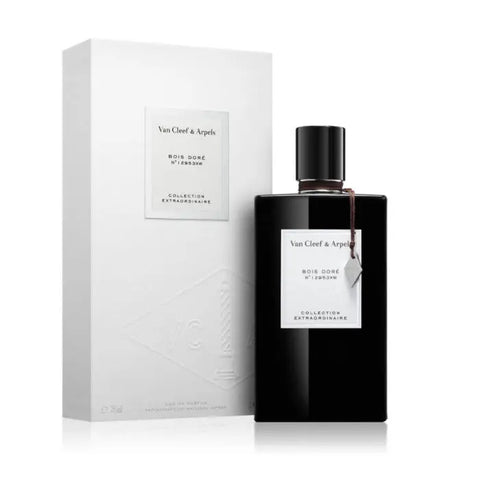 Van Cleef & Arpels Collection Extraordinaire Bois Doré perfume spray 75ml, elegant glass bottle with gold accents.