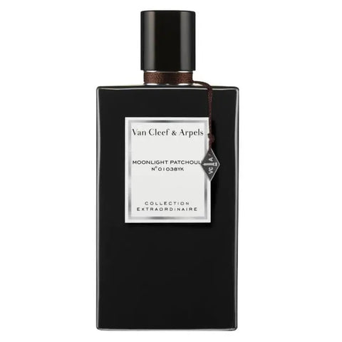 Van Cleef & Arpels Moonlight Patchouli perfume spray 75ml, elegant glass bottle with floral and patchouli notes, on a neutral background.