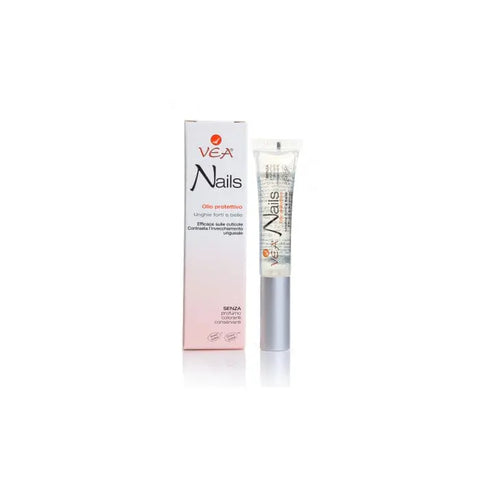Vea Nails Protective Nail Oil 8ml by Jag Couture London New York, featuring a clear glass bottle with a brush applicator.