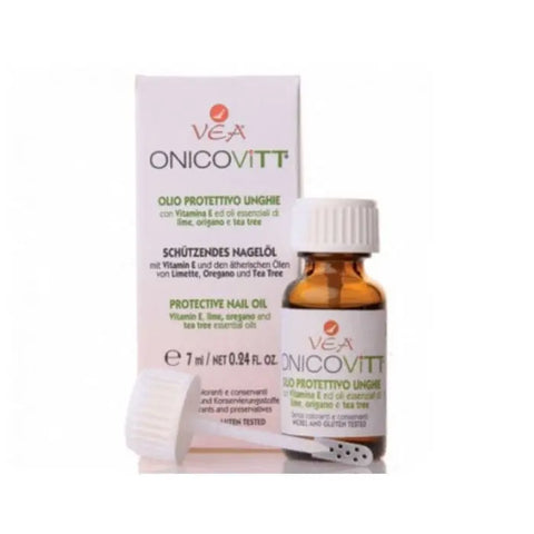 Vea Onicovitt Protective Oil for Nails in a 7ml bottle by Jag Couture London New York, with a clear label and applicator brush.