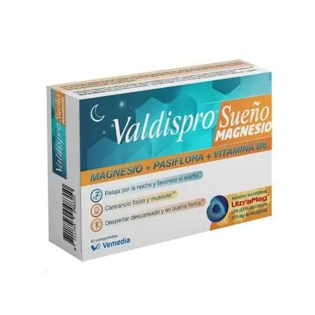 Vemedia Valdispro Magnesium Sleep tablets in a bottle, natural supplement for relaxation from Jag Couture London New York