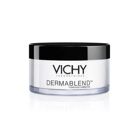 Vichy Dermablend Powder Fixer in 35ml bottle, displayed with sleek packaging from Jag Couture London New York.