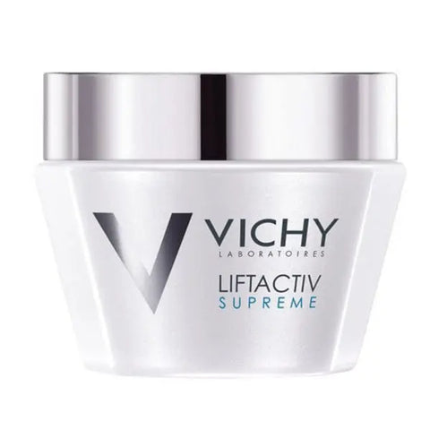 Vichy Liftactiv Supreme Day Cream for combination skin in 50ml jar, shown with smooth, creamy texture and packaging.