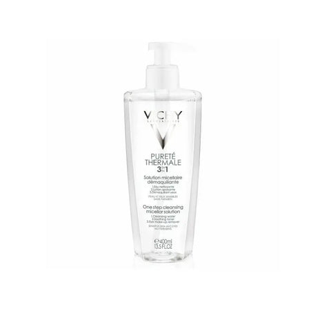 Vichy Pureté Thermale Mineral Micellar Milk for dry skin, 400ml bottle, suitable for gentle cleansing and hydration.