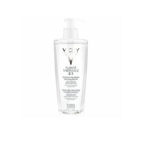 Vichy Pureté Thermale Mineral Micellar Milk for dry skin in 400ml bottle, suitable for gentle cleansing and hydration.