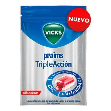 Vicks Praims Triple Acción herbal sachets in a 72g bag, from Jag Couture London New York, for soothing and freshness.