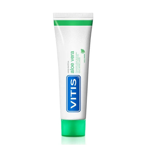 Vitis Aloe Vera Mint Toothpaste 15ml tube by Jag Couture London featuring fresh mint flavor and aloe vera for oral care.