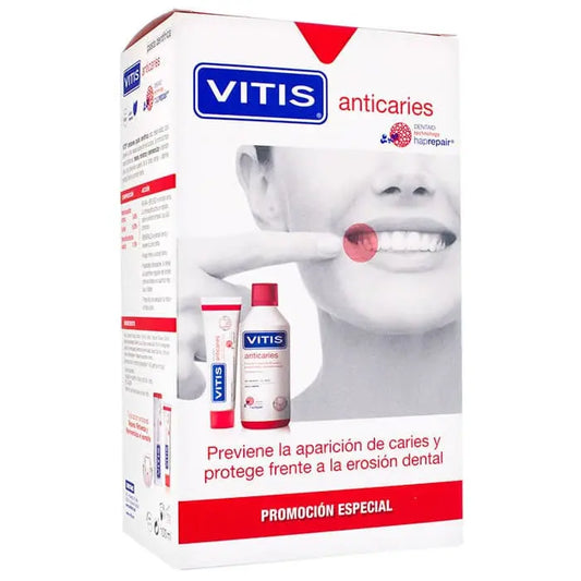 Vitis Anti-Cavity Toothpaste 100ml + Anti-Cavity Mouthwash 500ml Jag Couture London - New York