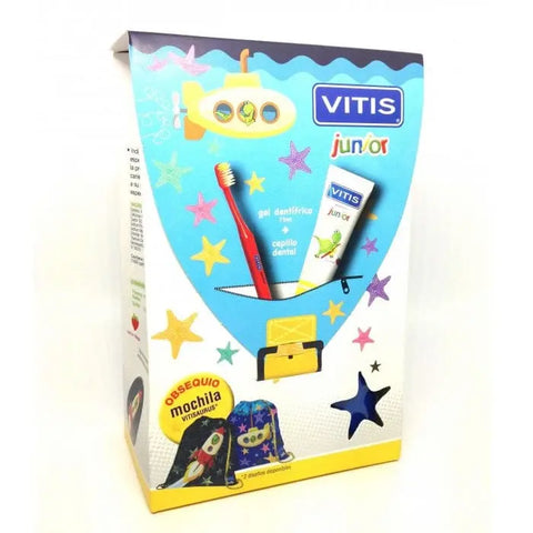 Three-piece Vitis Junior set by Jag Couture London New York, featuring colorful clothing for children.