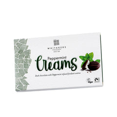 Whitakers dark chocolate covered peppermint fondant creams in carton