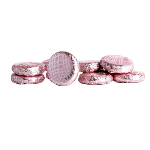 Dark chocolate-covered rose crème fondants in pink foil wrappers, 120 pieces, from Jag Couture London - New York.