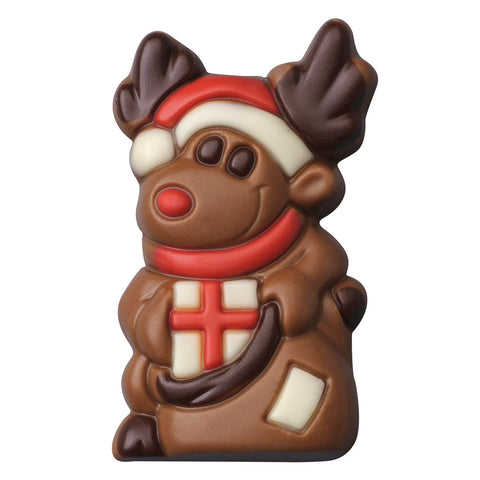 Assorted decorated solid chocolate Christmas figures by Jag Couture London, 54mm, approximately 10g each, festive holiday treats.