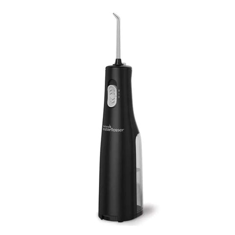 Waterpink Express cordless oral irrigator WF-02 in black, compact dental water flosser by Jag Couture London New York.