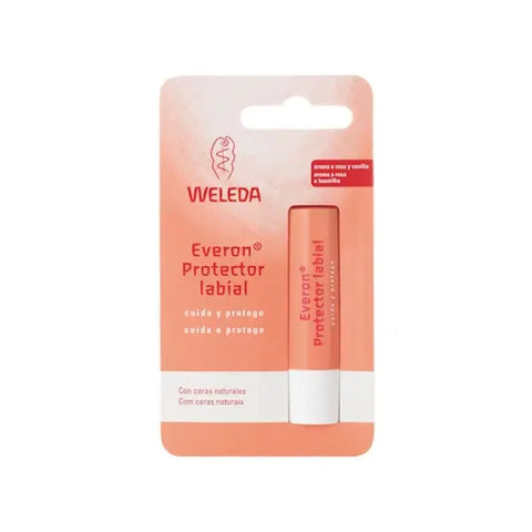 Weleda Everon Lip Balm in 4.8g jar, displayed with its packaging, by Jag Couture London New York, showing a smooth lip balm.