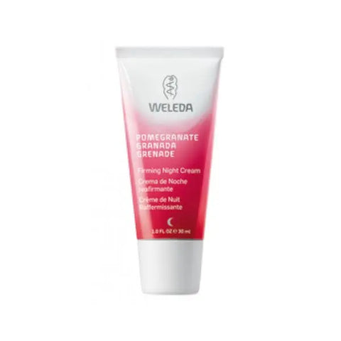 Weleda Pomegranate Firming Night Cream 30ml jar with a white lid and label, displayed on a neutral background.