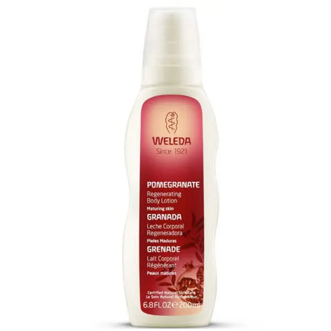 Weleda Regenerating Body Lotion 200ml in a pump bottle, featuring natural ingredients for revitalized skin.