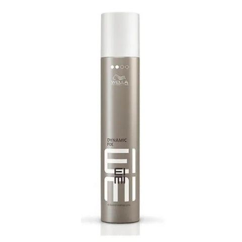 Wella Eimi Dynamic Fix 300ml hair styling spray bottle with black cap, featuring the product label on a white background.