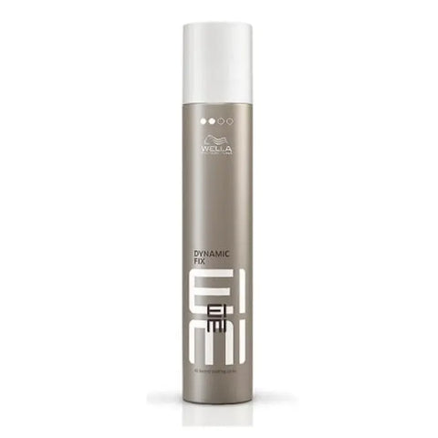 Wella Eimi Dynamic Fix 300ml hair styling spray bottle with black cap, shown in a sleek product image.