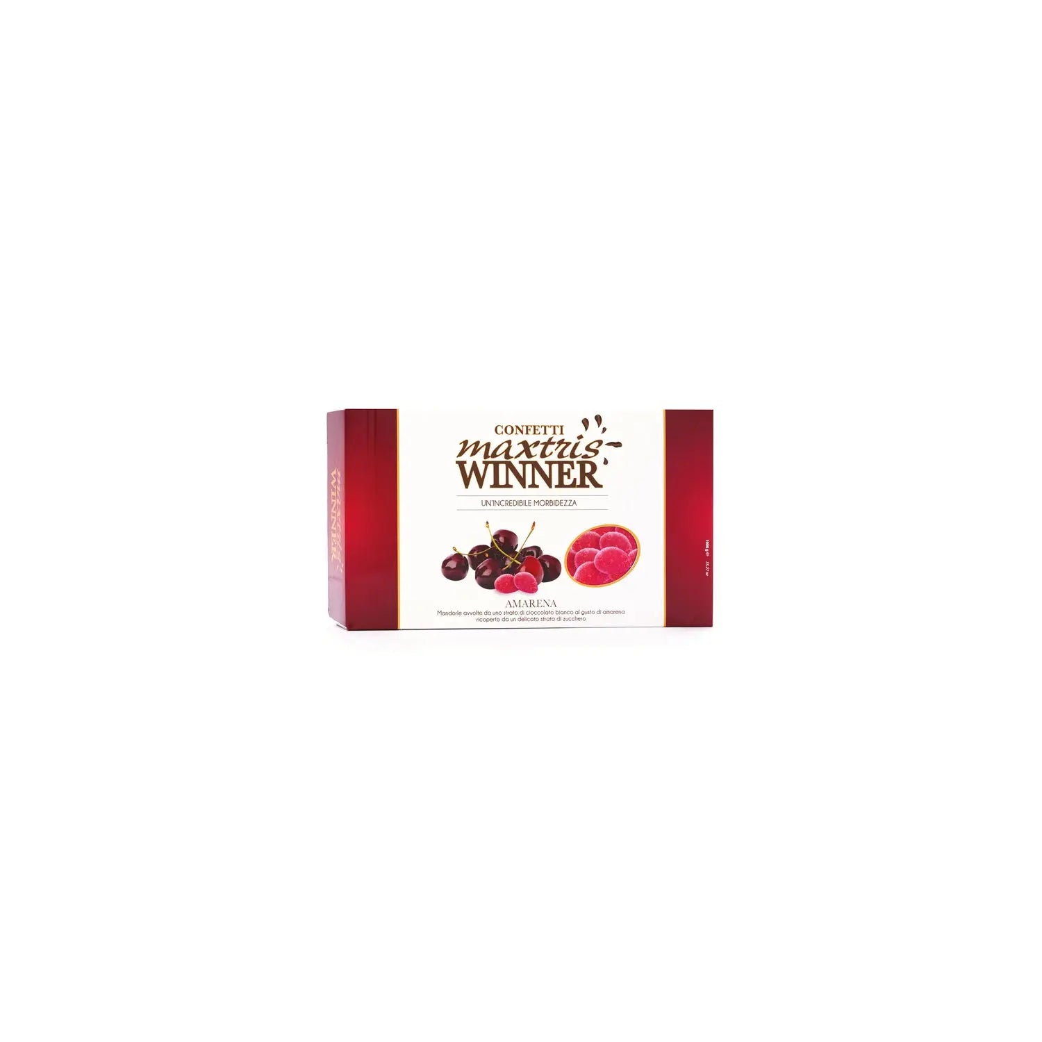 Winner Amarena - toasted almonds in cherry flavoured white chocolate in sugar Jag Couture London - New York