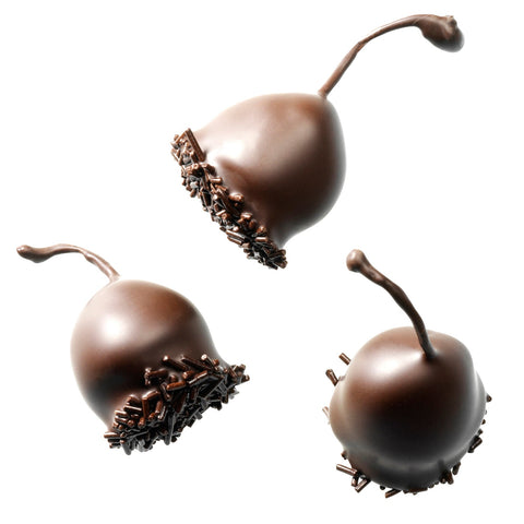 Dark Cerisettes by Jag Couture London feature whole cherries in brandy, enrobed in rich dark chocolate.