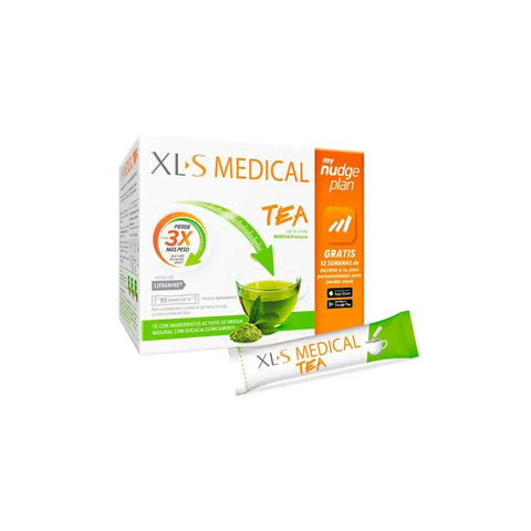 Xls Medical Tea Nudge 90 sachets by Jag Couture London New York, featuring herbal tea packaging with product branding and sachet design.
