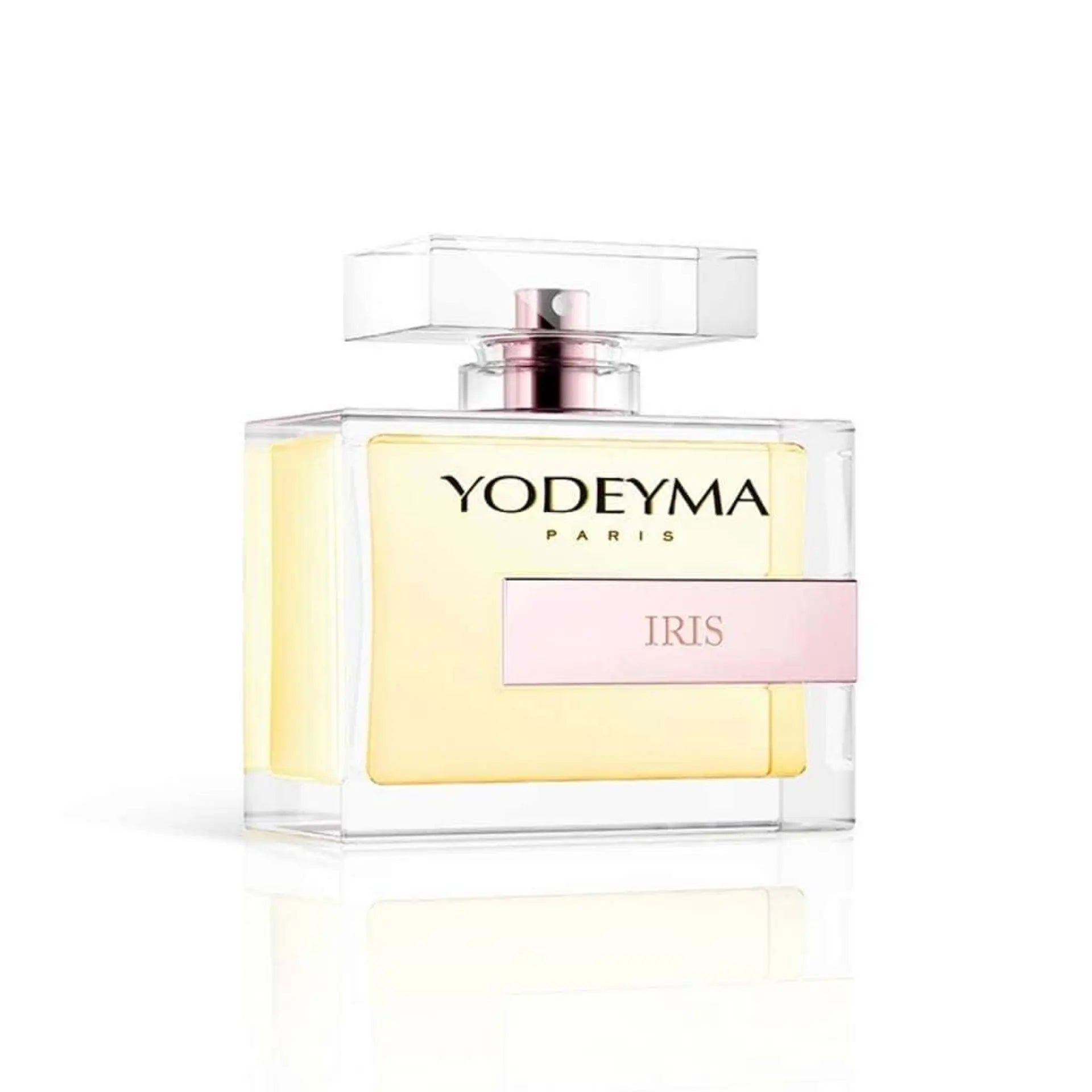 Yodeyma Iris_W perfume bottle in 100ml, elegant design by Jag Couture London New York, with floral and iris scent details