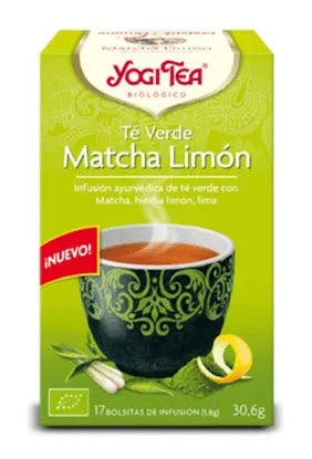 Yogi Tea Verde Matcha Limon tea bags by Jag Couture London with 17 filters of green tea and lemon flavor.