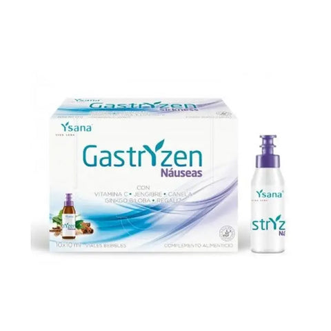 Ysana Gastryzen Nausea relief vials by Jag Couture London New York, showing 10 small glass vials with labels.