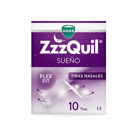 ZzzQuil Sleep Nasal Strips by Jag Couture London, New York, pack of 10, designed to help improve nasal airflow for better sleep.