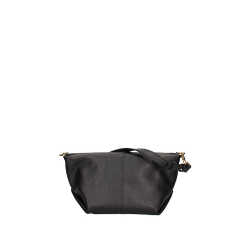 Roberta Rossi RR220716523FBG-D28_NERO black leather handbag by Jag Couture London - New York, featuring sleek design and gold accents.