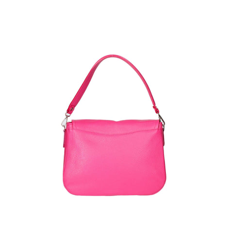 Jag Couture London New York Viola Castellani VC220713923FBG-D02 Fuxia handbag with textured surface and silver hardware, front view.