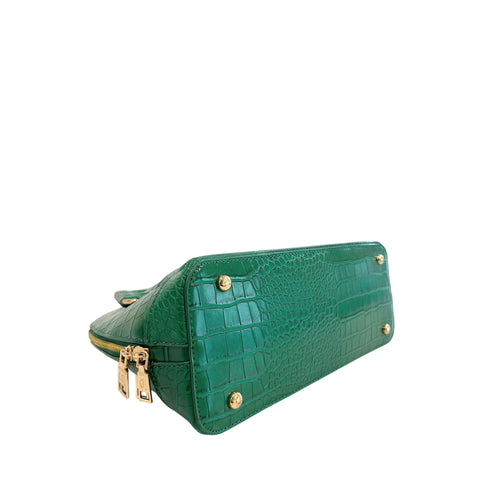 Cristinaeffe CF24FW023_VERDE handbag by Jag Couture London New York, green leather with gold hardware, stylish and elegant accessory
