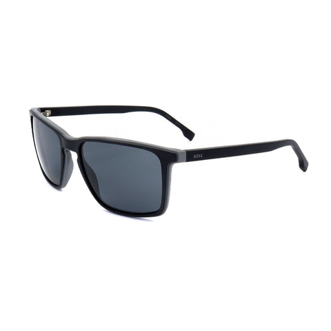 Hugo Boss 1556OS_0O6W-IR eyeglasses by Jag Couture London New York, featuring black frames and clear lenses on a white background.