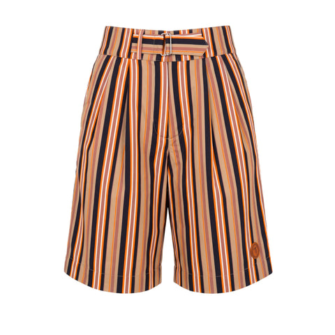 Jag Couture London jeans in beige and navy blue with orange stitching, showcasing stylish, fitted denim design.