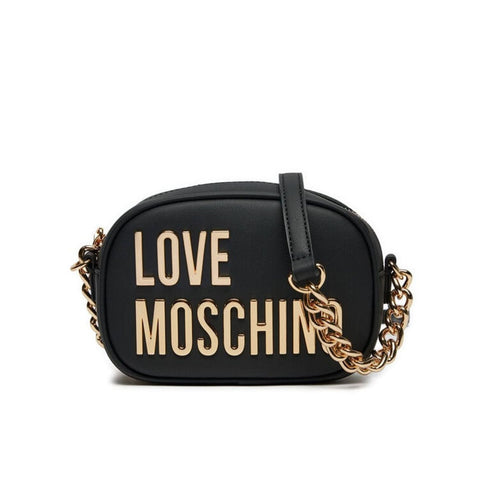 Love Moschino JC4026PP1LKD0000 designer handbag with gold accents, stylish black leather, and distinctive logo details.