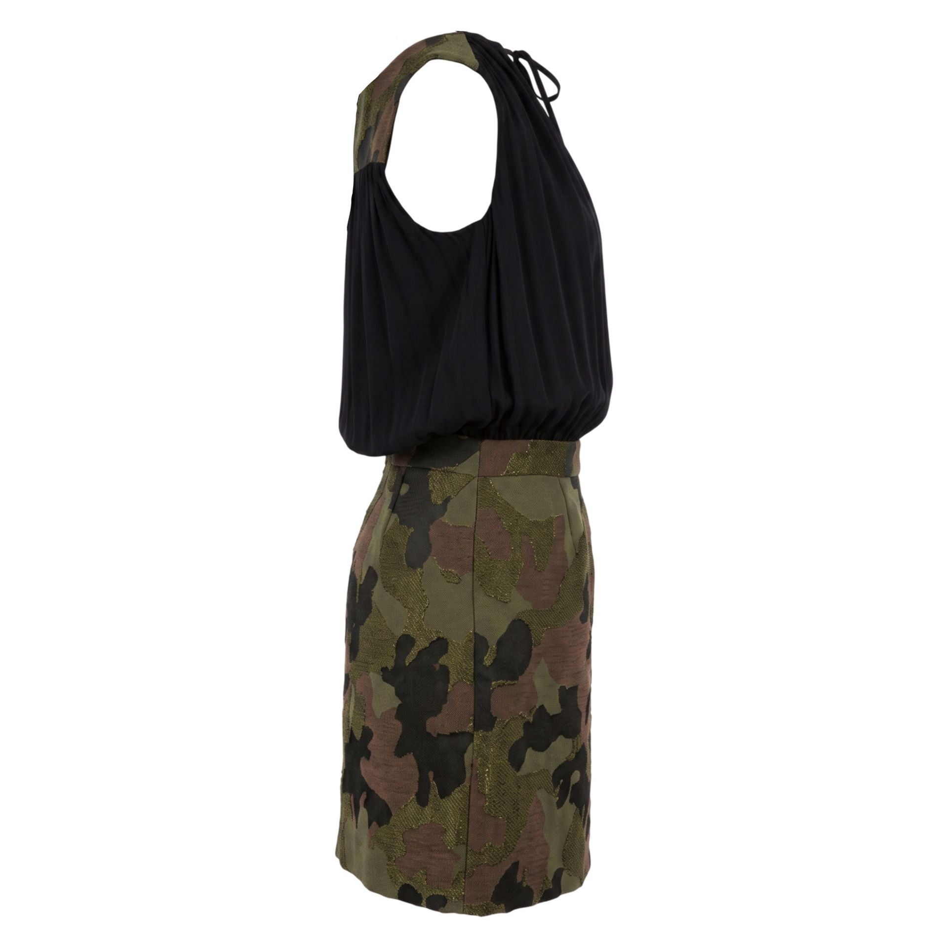 Trussardi Jeans with camouflage pattern, showcasing classic denim style and brand logo, displayed on a hanger.