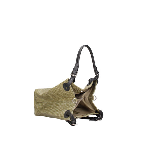 Jag Couture London Gave Lux GLX228004723FBG-025_VERDE_MIL handbag with green leather and gold hardware, styled with a chain strap.