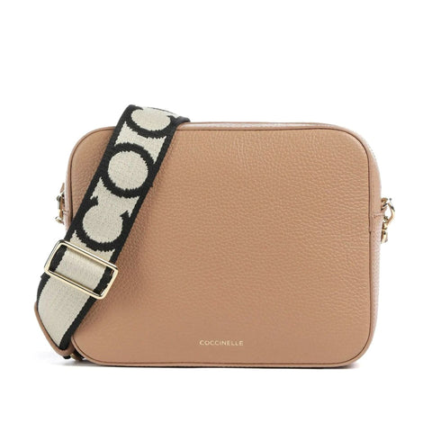 Jag Couture London-New York Coccinelle X073_E5MN555M301-_N71 handbag with black leather exterior and gold-tone hardware.